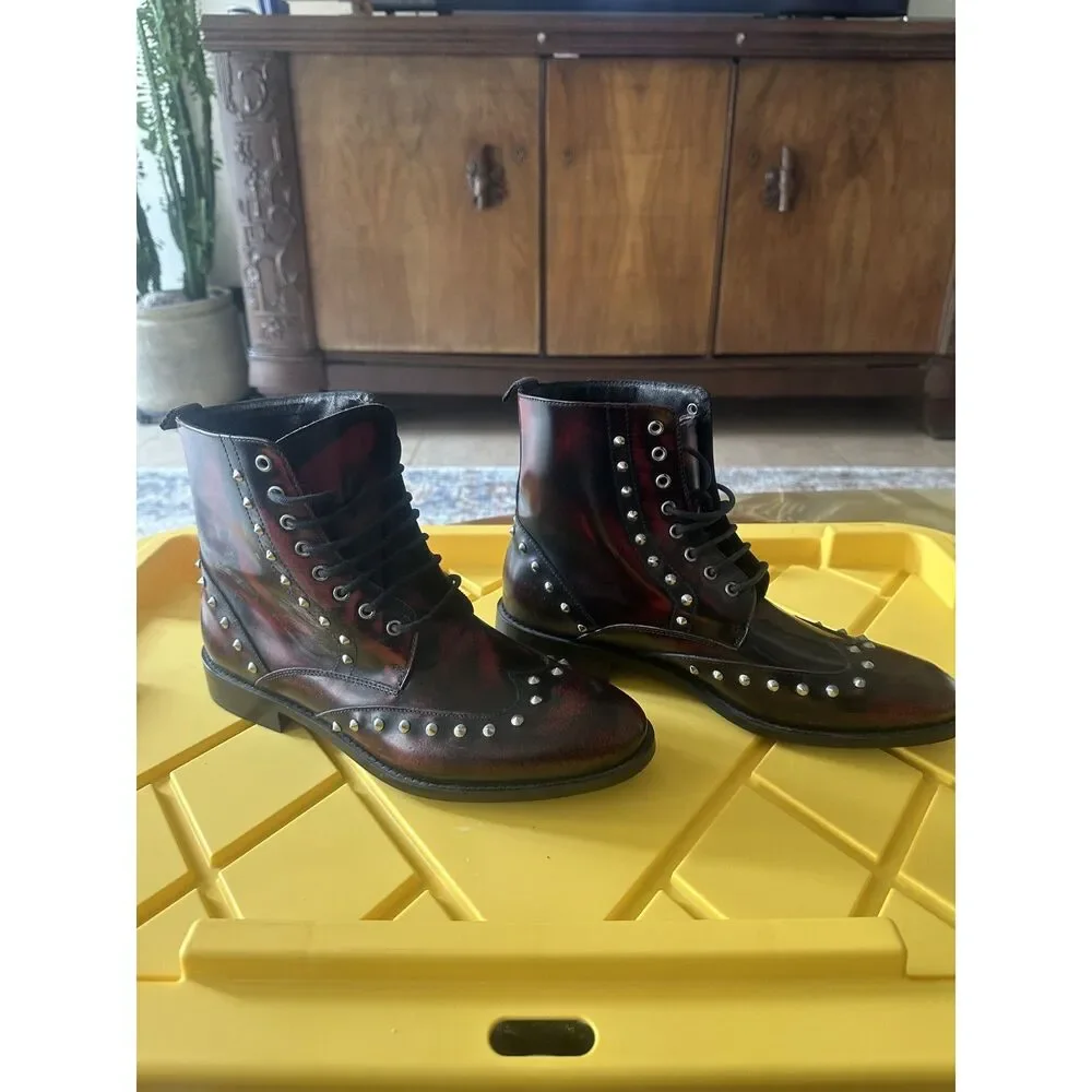 Kurt Geiger London Drayton Studded Leather Wingtip Brogue Boots Men's Size 10